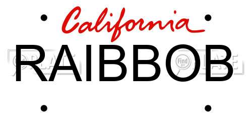 RAIBBOB California License Plate