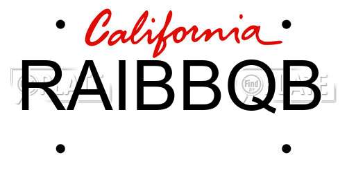 RAIBBQB California License Plate