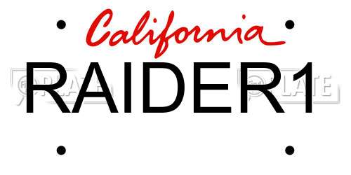 RAIDER1 California License Plate