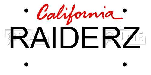 RAIDERZ California License Plate