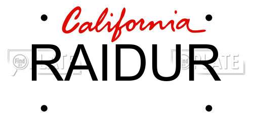 RAIDUR California License Plate