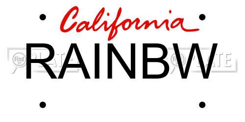 RAINBW California License Plate