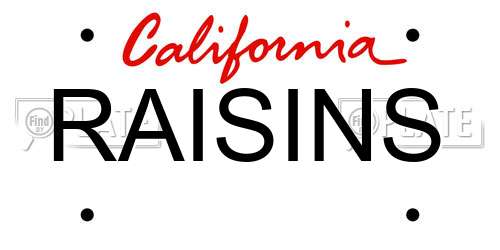 RAISINS California License Plate