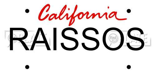 RAISSOS California License Plate