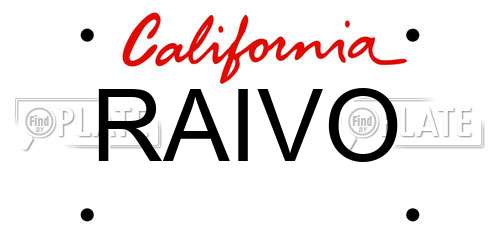 RAIVO California License Plate