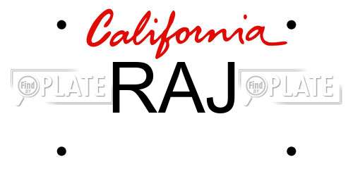 RAJ California License Plate