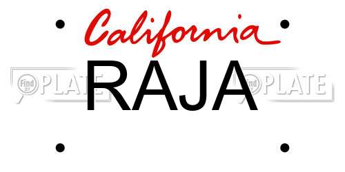 RAJA California License Plate