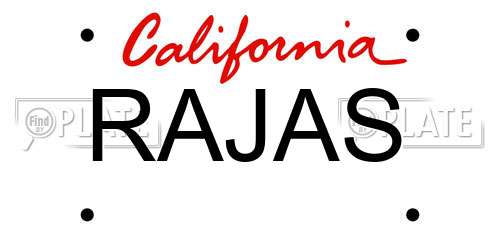 RAJAS California License Plate