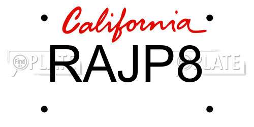 RAJP8 California License Plate