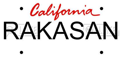 RAKASAN California License Plate