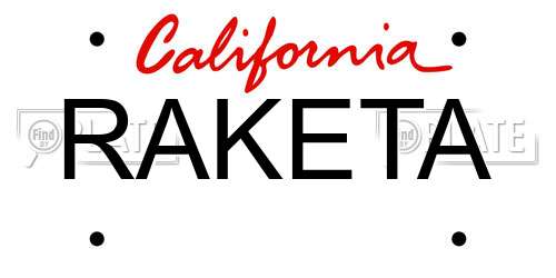 RAKETA California License Plate