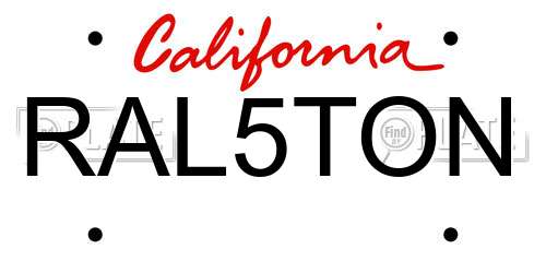RAL5TON California License Plate