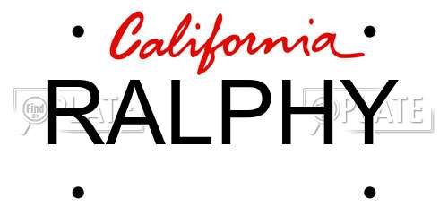 RALPHY California License Plate