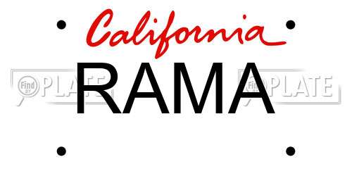 RAMA California License Plate