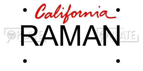 RAMAN California License Plate