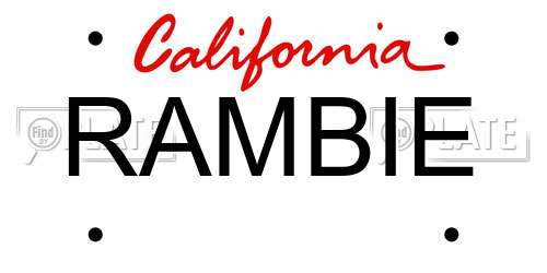 RAMBIE California License Plate