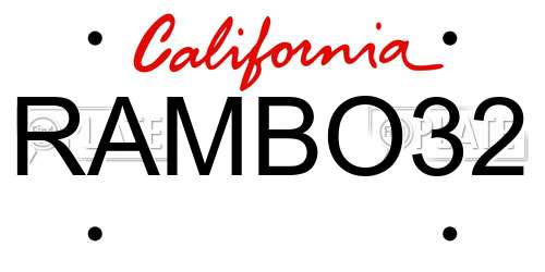 RAMBO32 California License Plate