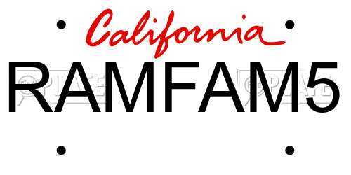 RAMFAM5 California License Plate