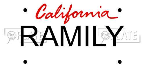 RAMILY California License Plate