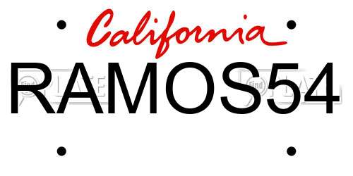 RAMOS54 California License Plate