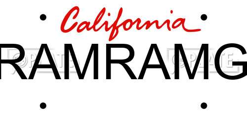 RAMRAMG California License Plate