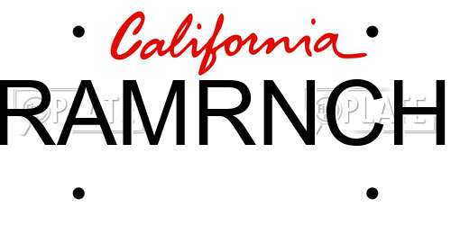 RAMRNCH California License Plate