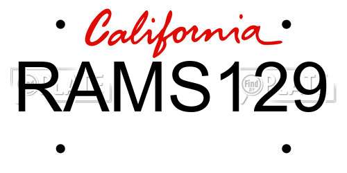 RAMS129 California License Plate
