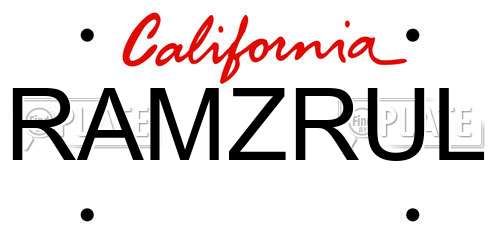 RAMZRUL California License Plate