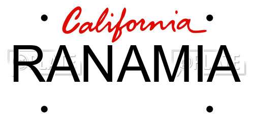 RANAMIA California License Plate