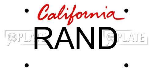 RAND California License Plate