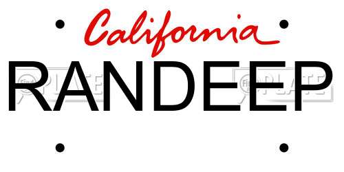 RANDEEP California License Plate