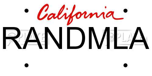 RANDMLA California License Plate