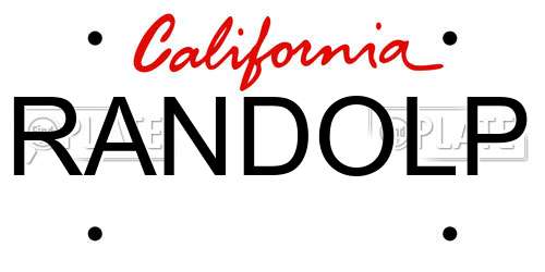 RANDOLP California License Plate