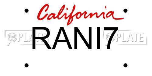 RANI7 California License Plate