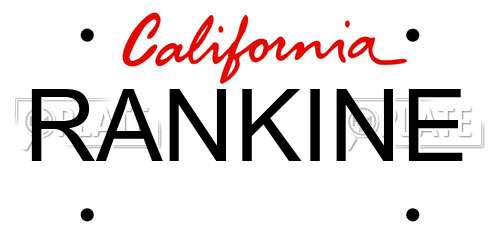 RANKINE California License Plate