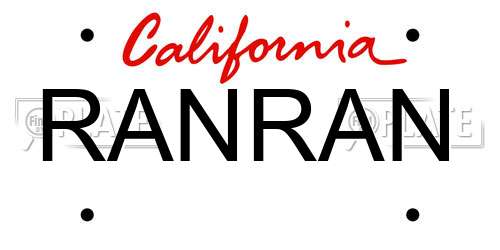 RANRAN California License Plate