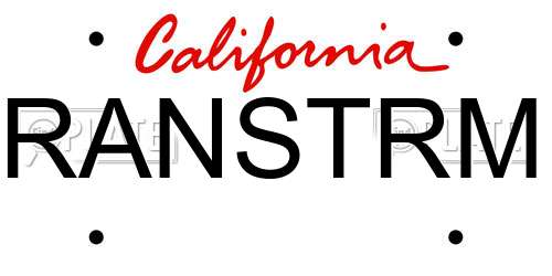 RANSTRM California License Plate