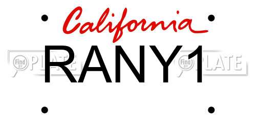 RANY1 California License Plate