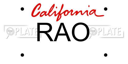 RAO California License Plate