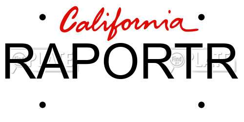 RAPORTR California License Plate