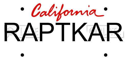 RAPTKAR California License Plate