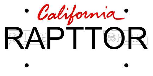 RAPTTOR California License Plate