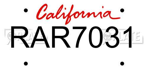 RAR7031 California License Plate