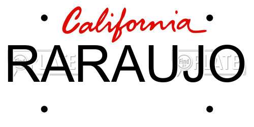 RARAUJO California License Plate