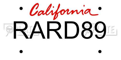 RARD89 California License Plate