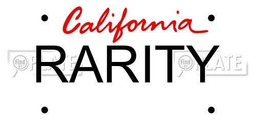 RARITY California License Plate