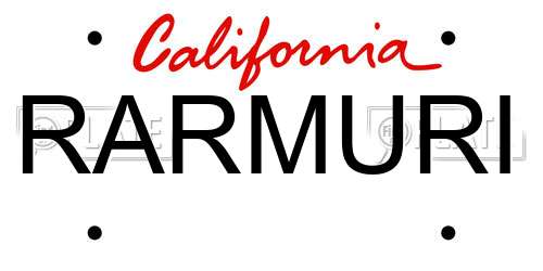RARMURI California License Plate