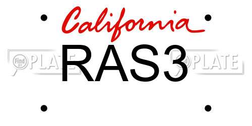 RAS3 California License Plate