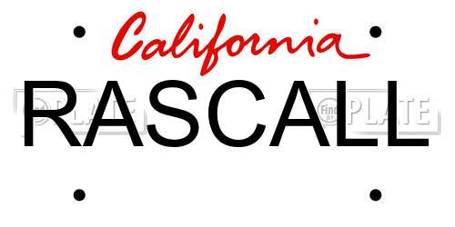 RASCALL California License Plate