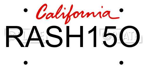 RASH15O California License Plate